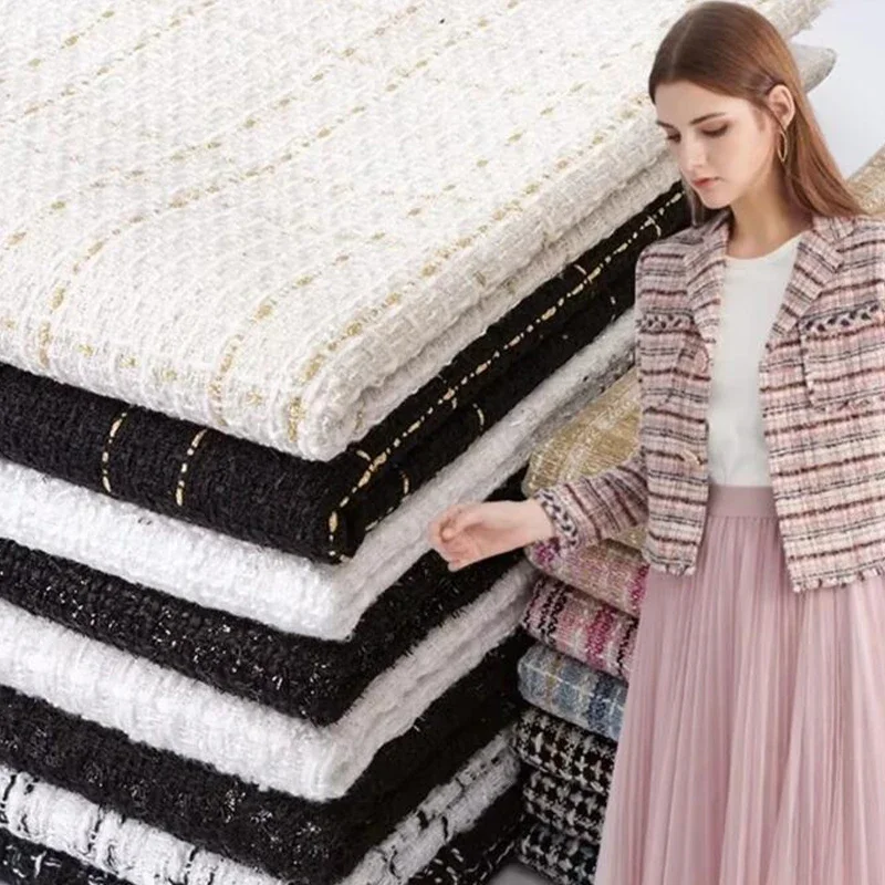 Sewing Tweed Fabric - 50 ซม.ผ้าไหมน้ําหอมขนาดเล็กผ้าเส้นใยลายสก๊อตผ้าผู้หญิงเสื้อรองเท้าหมวกกระเป๋า DIY เสื้อผ้าทําด้วยมือเย็บ