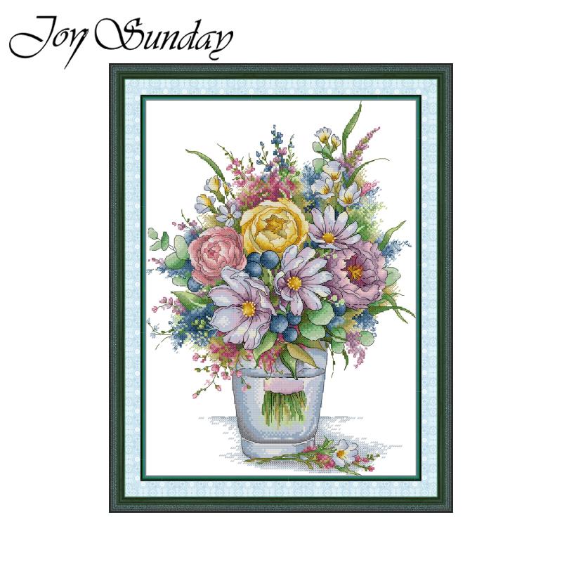 Textile Sewing Patterns - Joy Sunday Cross Stitch ชุดหลากสีแจกัน HD