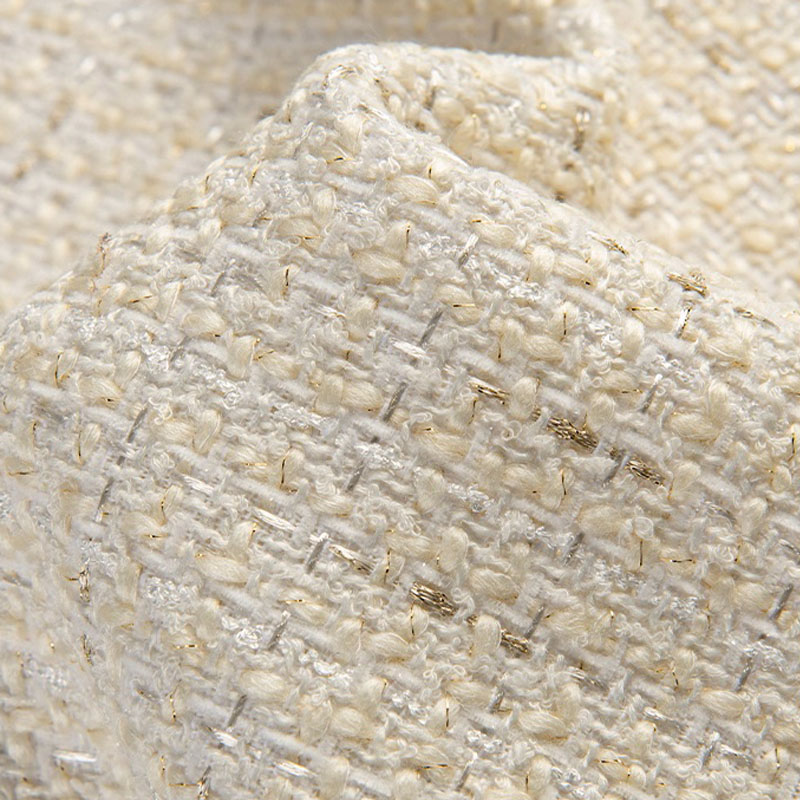 Sewing Tweed Fabric - สีเบจและทองเส้นด้ายย้อมผ้าทวีดสำหรับฤดูใบไม้ร่วงเสื้อชุดแจ็คเก็ตกระเป๋าถือ DIY ผ้าวัสดุเย็บผ้า