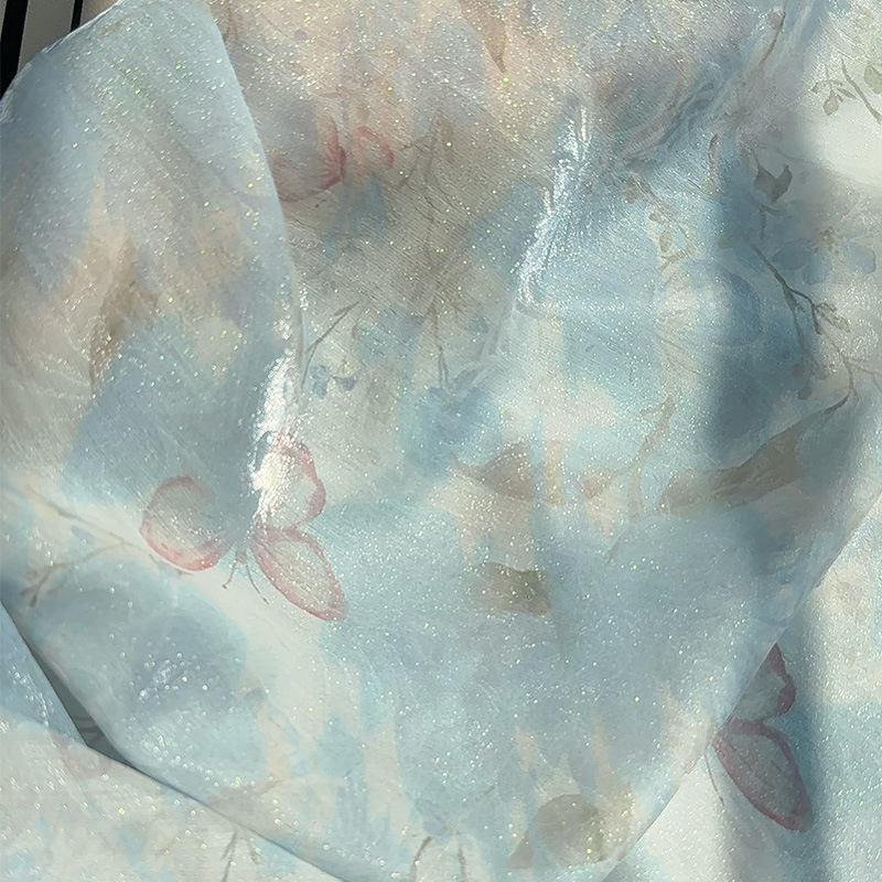 Sewing Garments - ผ้าพิมพ์ลายดอกไม้สไตล์จีน ขนาด 1 เมตร ผ้าพิมพ์ลายดิจิทัลสำหรับชุดกี่เพ้า ฮันฝู