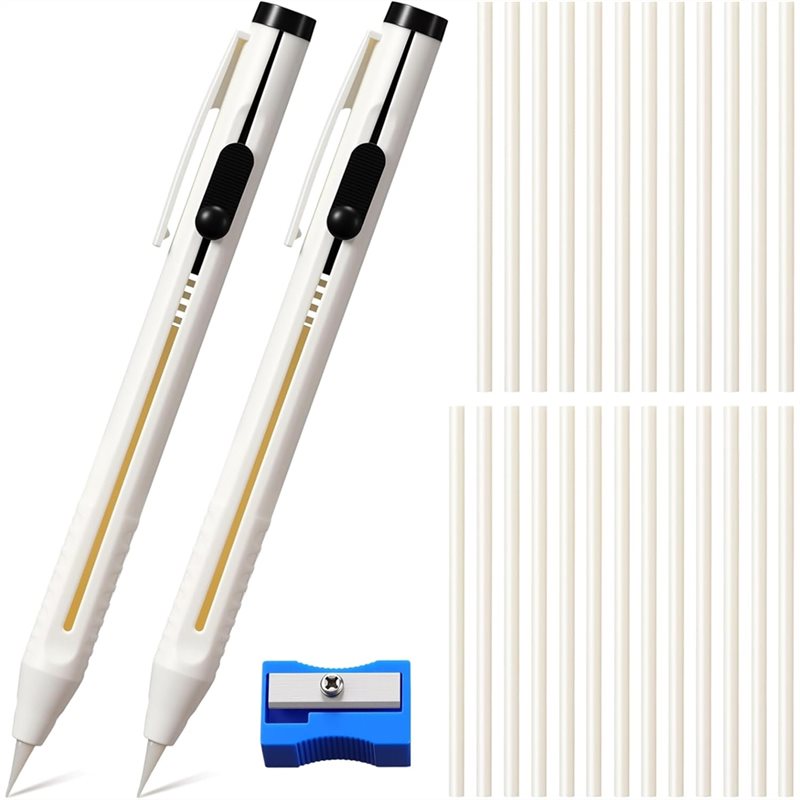 Tailor Chalk Marker - ดินสอช่างตัดเสื้อสำหรับเขียนลายผ้า, ปากกาชอล์กเย็บผ้าสีขาว ชุดเติมดินสอชอล์กแบบเติมได้