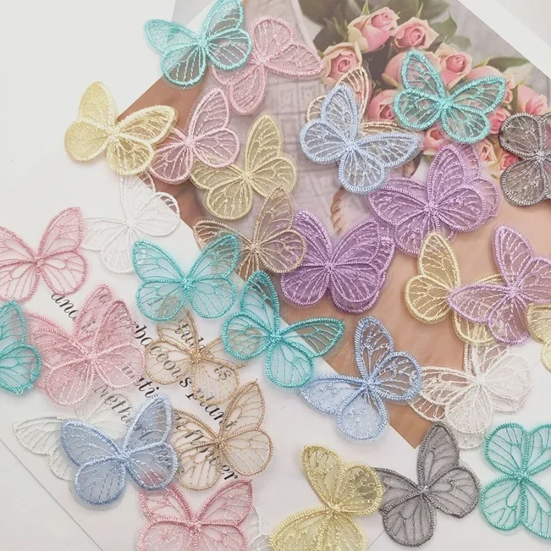 Sewing Tas - 20 ชิ้น/ล็อต 4.5*3.5 ซม.ปักตาข่ายผีเสื้อผ้าแพทช์ Appliques สําหรับอุปกรณ์เย็บผ้า