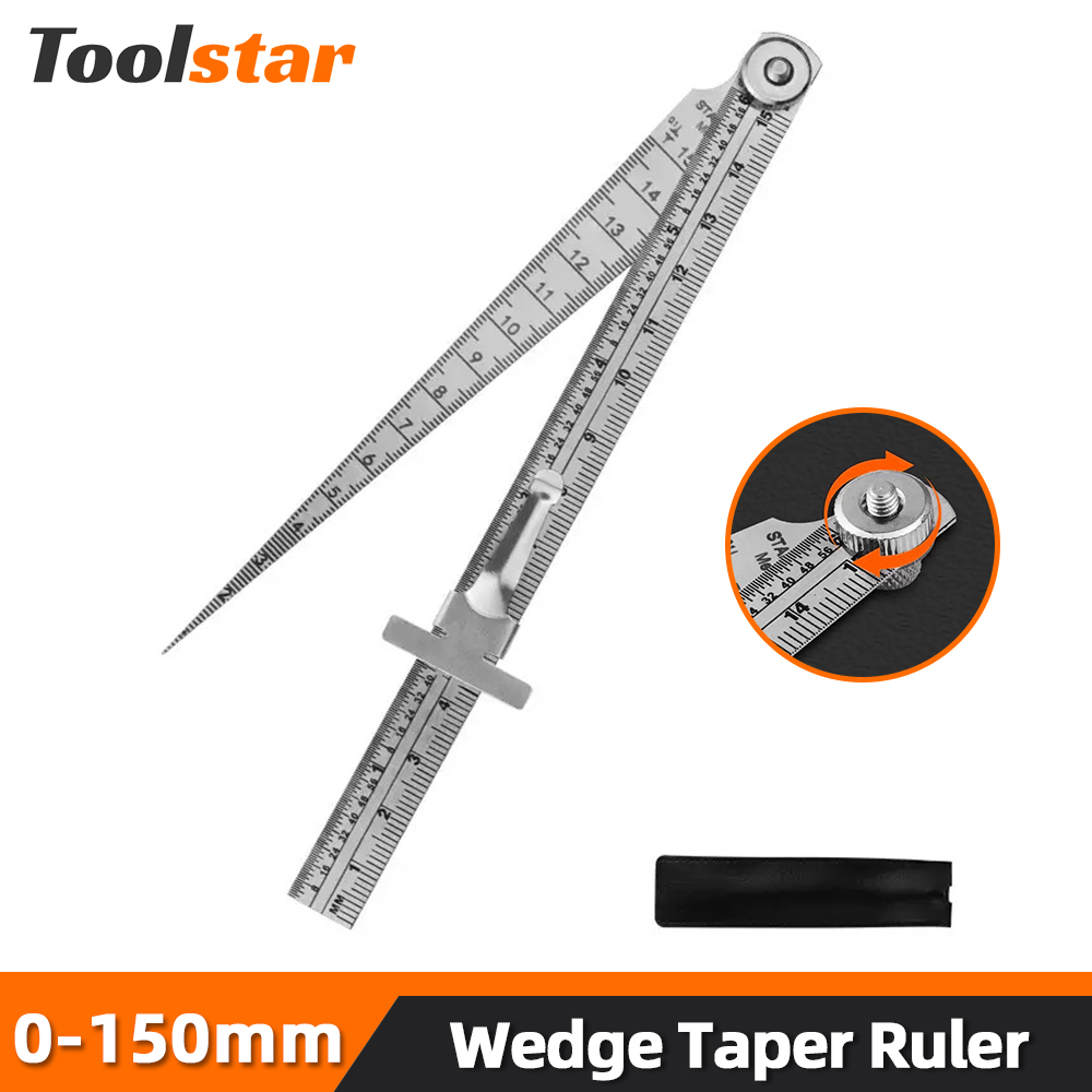 Seam Gauge Metal - ไม้บรรทัดวัดความหนา Toolstar แบบลิ่ม สแตนเลส 0-150 มม.