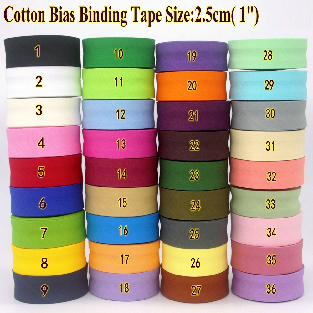 Binding Tape Bias - เทปผ้าฝ้ายพับขอบ 25 มม. สำหรับเย็บขอบผ้า ผ้าปูโต๊ะ ผ้าห่ม