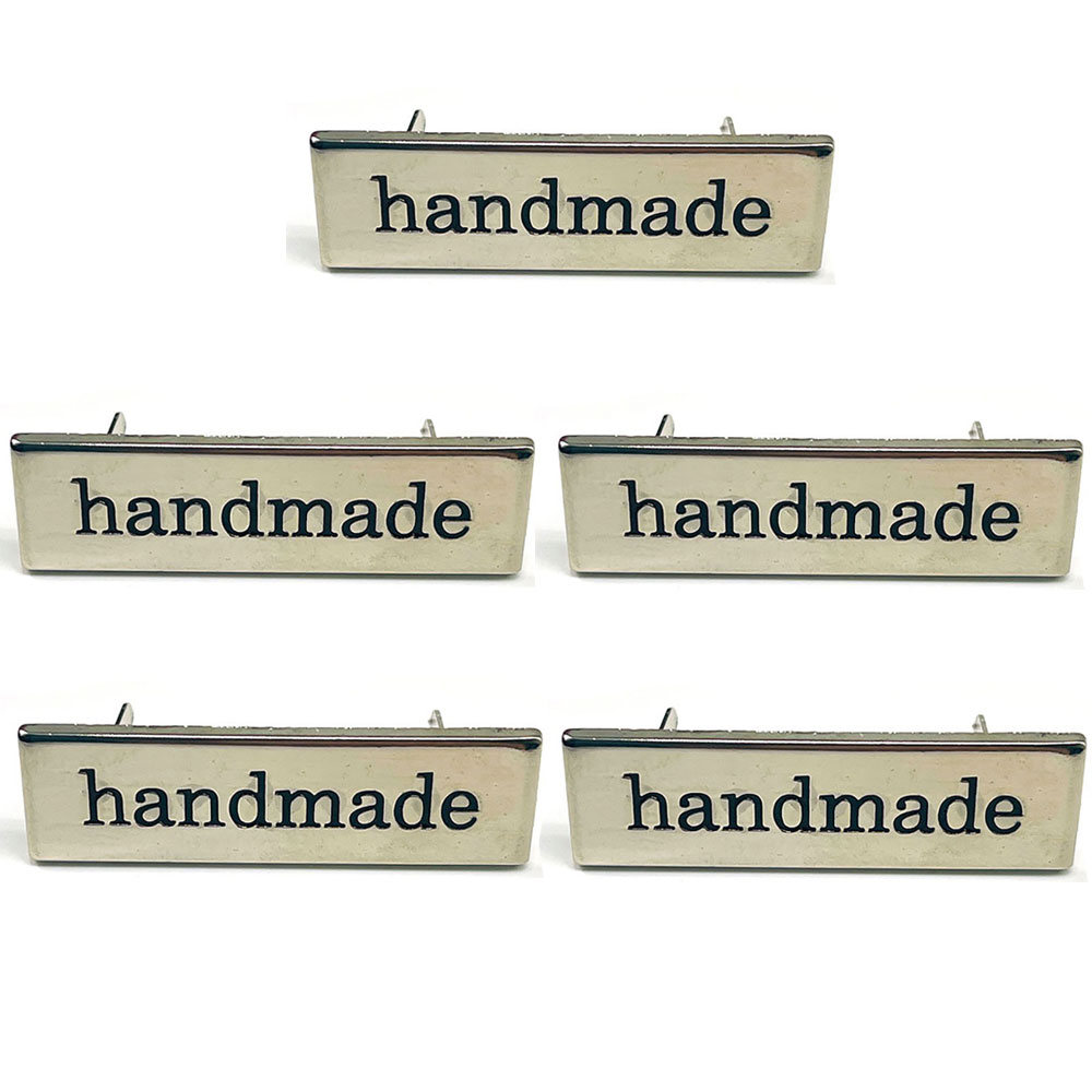 Sewing Labels - 5 ชิ้นโลหะ Handmade ป้ายแท็กสําหรับกระเป๋าเสื้อผ้าโลหะผสมสี่เหลี่ยมผืนผ้าป้ายกระเป๋า DIY เย็บหัตถกรรม
