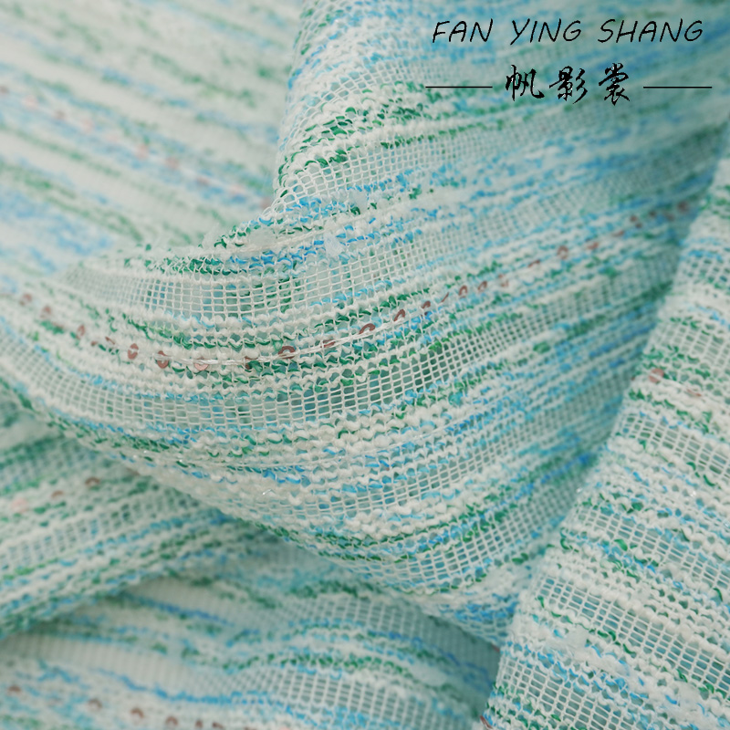 ผ้าทวีดลายทางสีน้ำเงิน-เขียวแบ - Sewing Tweed Fabric บทวิจารณ์และราคา