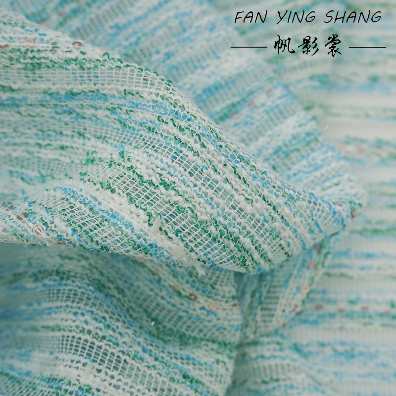 ผ้าทวีดลายทางสีน้ำเงิน-เขียวแบ - Sewing Tweed Fabric บทวิจารณ์และราคา