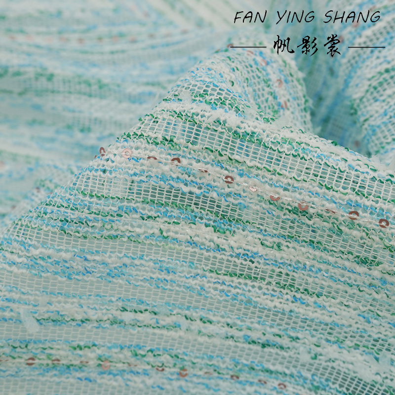ผ้าทวีดลายทางสีน้ำเงิน-เขียวแบ - Sewing Tweed Fabric บทวิจารณ์และราคา