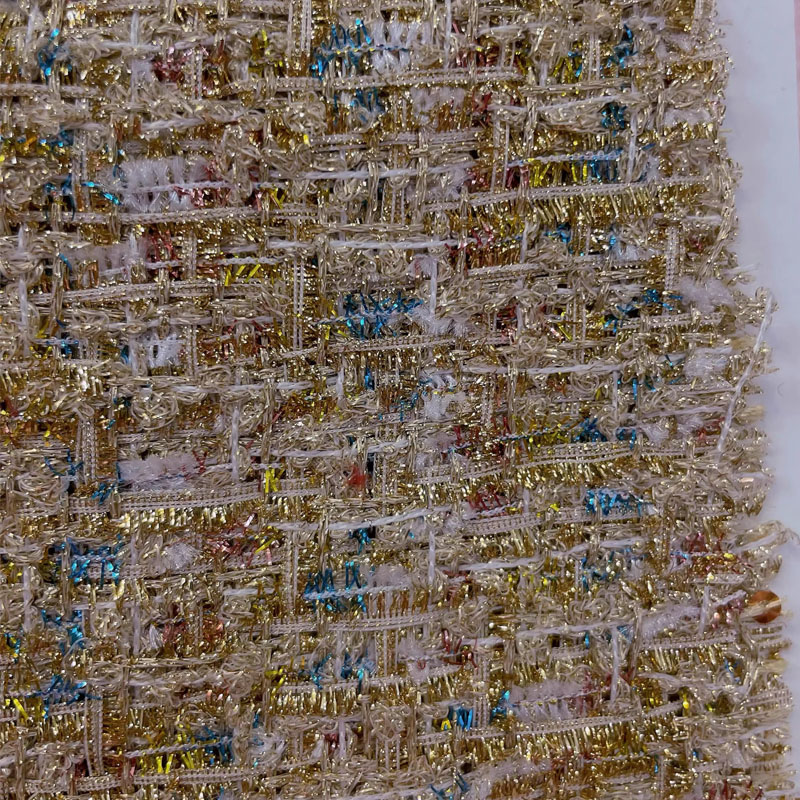 ผ้าทวีดถักลายเส้นทองและเลื่อมย - Sewing Tweed Fabric บทวิจารณ์และราคา