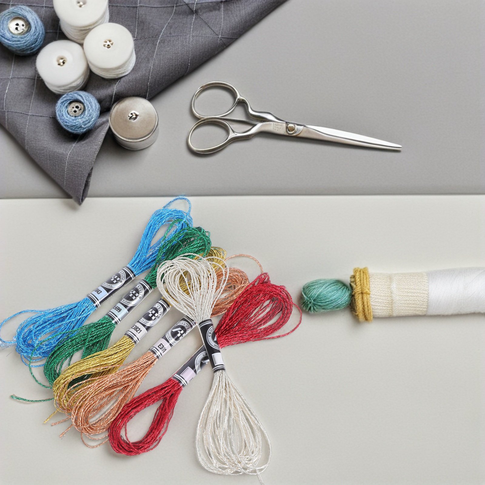 ด้ายปักโลหะหรูหรา 6 ชิ้น สีสัน - Embroidery Floss Thread บทวิจารณ์และราคา