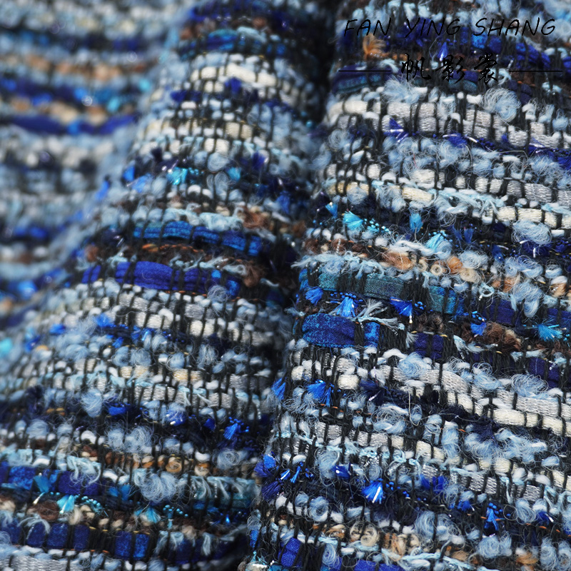 ผ้าทวีดขนสัตว์ผสมชีฟองสีฟ้าสดใ - Sewing Tweed Fabric บทวิจารณ์และราคา