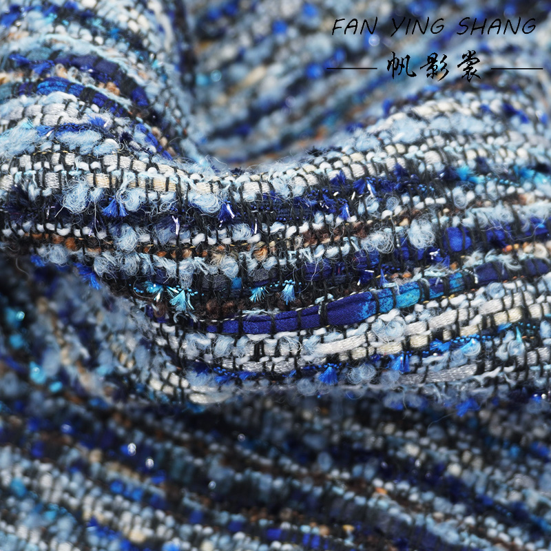 ผ้าทวีดขนสัตว์ผสมชีฟองสีฟ้าสดใ - Sewing Tweed Fabric บทวิจารณ์และราคา