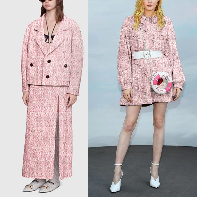 Redraspberry 145 ซม.สีชมพูสีขา - Sewing Tweed Fabric บทวิจารณ์และราคา
