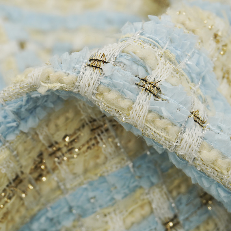 ผ้าทวีดลายสก็อตสีฟ้าอ่อน-เบจ ผ - Sewing Tweed Fabric บทวิจารณ์และราคา