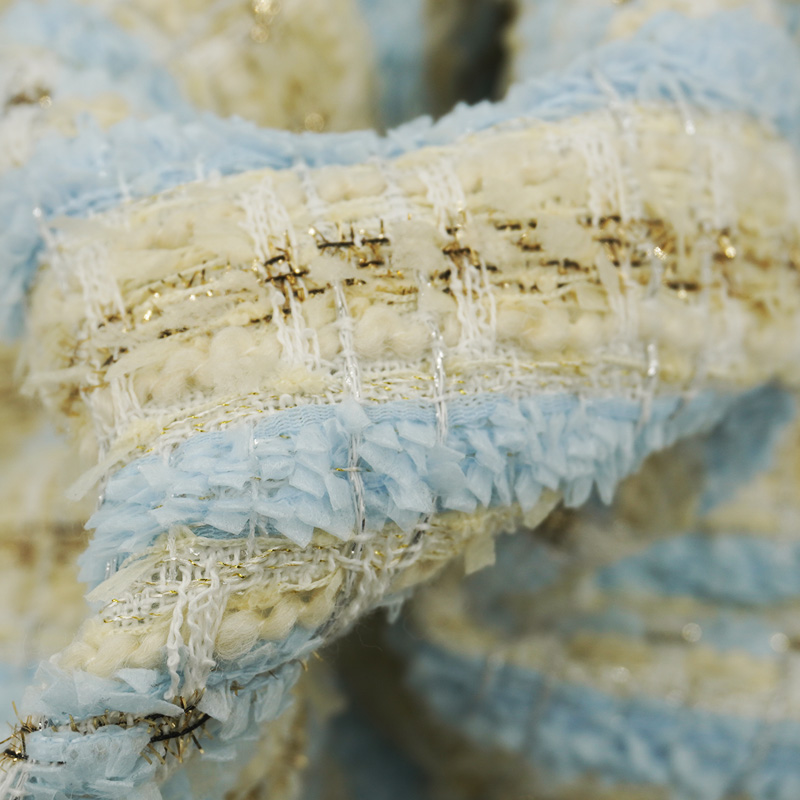 ผ้าทวีดลายสก็อตสีฟ้าอ่อน-เบจ ผ - Sewing Tweed Fabric บทวิจารณ์และราคา