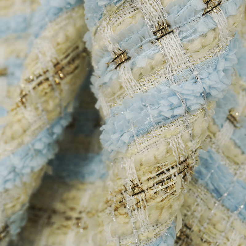 ผ้าทวีดลายสก็อตสีฟ้าอ่อน-เบจ ผ - Sewing Tweed Fabric บทวิจารณ์และราคา