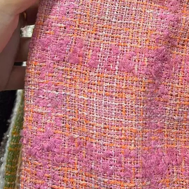 ผ้าทวีดลายตารางสีชมพูและสีส้มพ - Sewing Tweed Fabric บทวิจารณ์และราคา