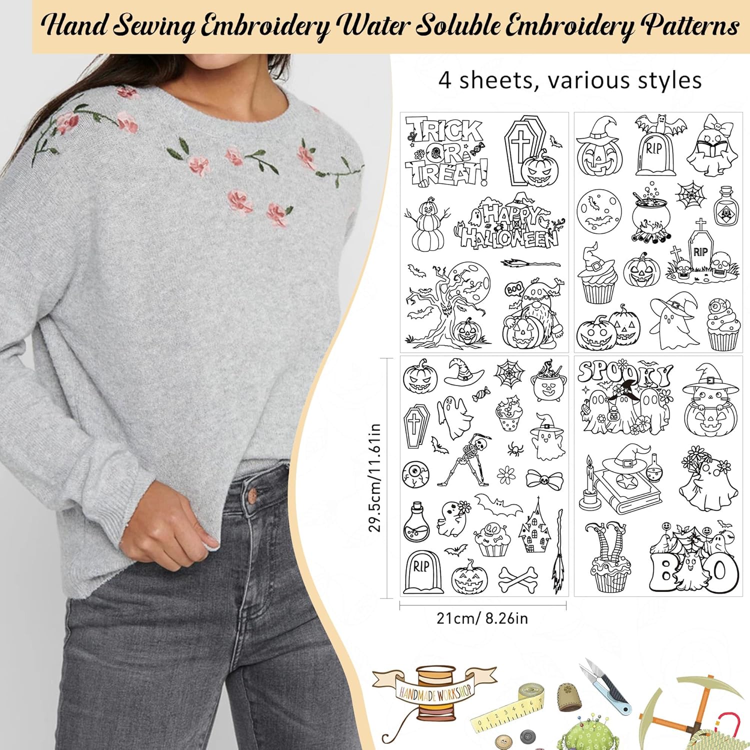 กระดาษปักลายละลายน้ำได้ ลายปัก - Textile Sewing Patterns บทวิจารณ์และราคา